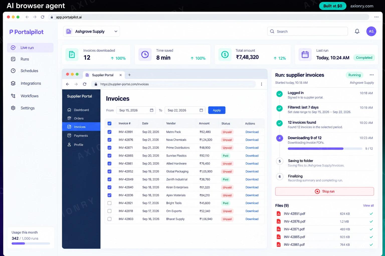 AI browser agent: the Portalpilot portal, an example of the finished product
