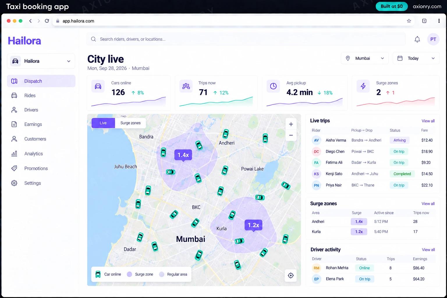 Taxi booking app: the Hailora portal, an example of the finished product