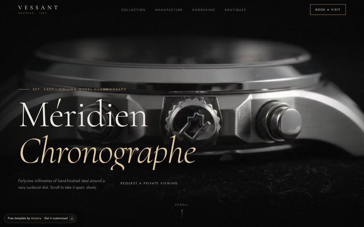 Chrono, a free luxury product page template