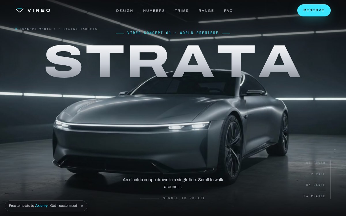 Vireo Strata, a free car and automotive launch template