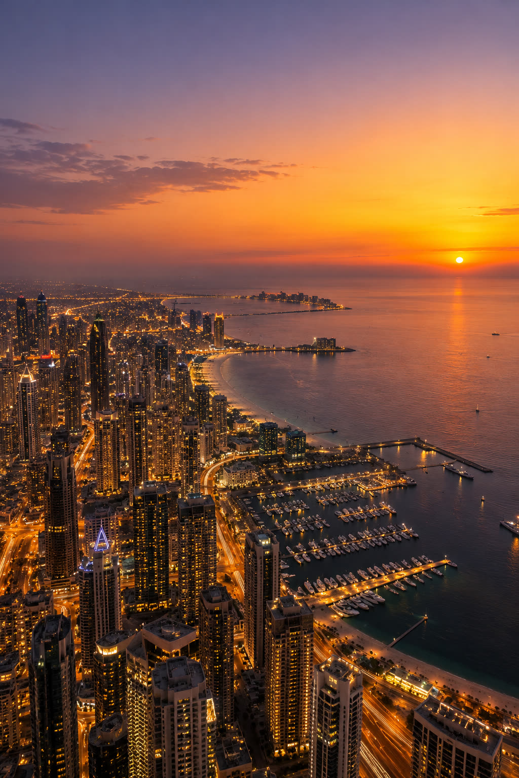 The view west over the city and the sea from an Altura residence at sunset