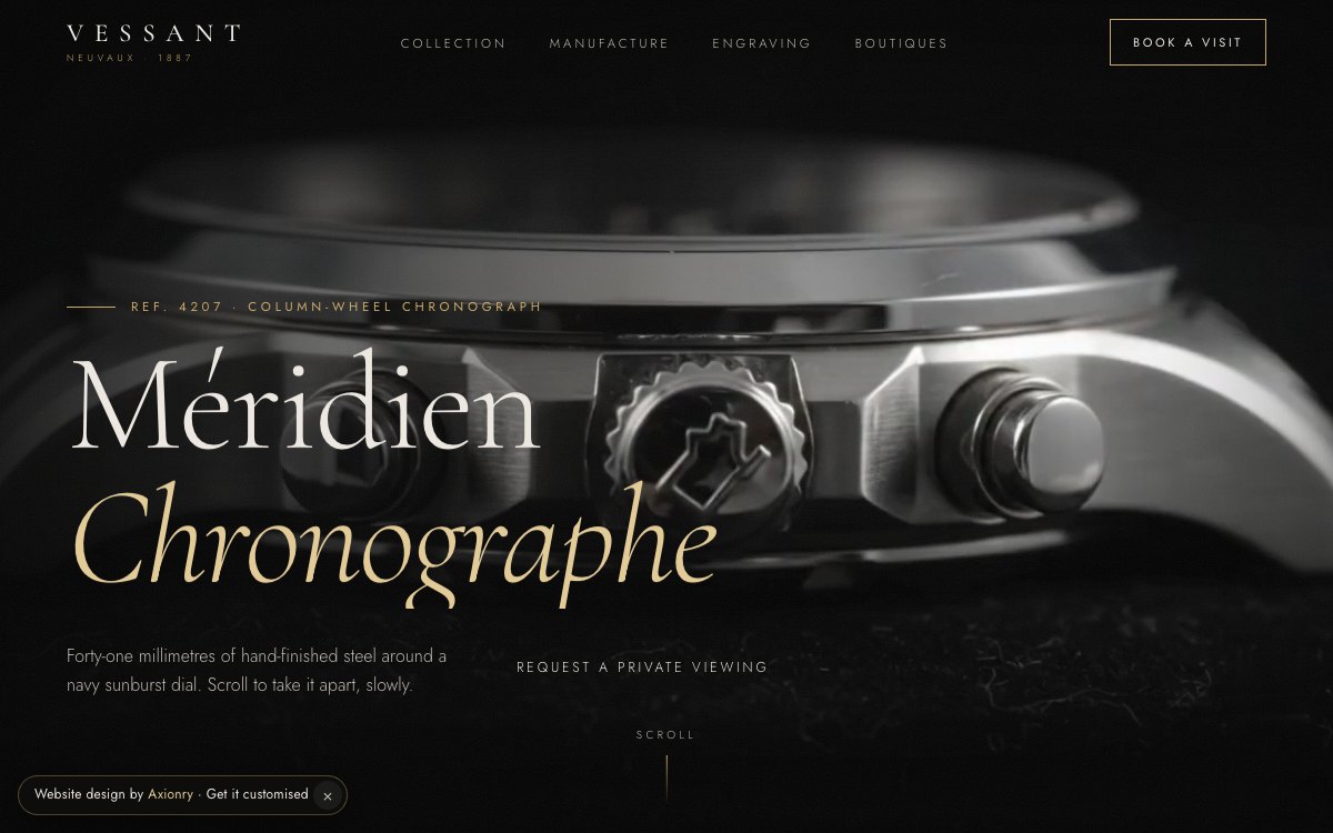 Chrono, a luxury product page website design