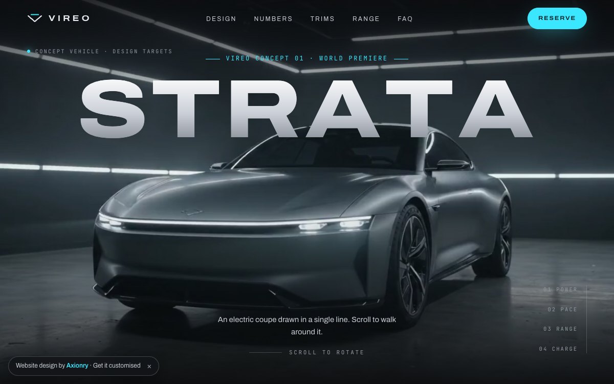 Vireo Strata, a car and automotive launch website design