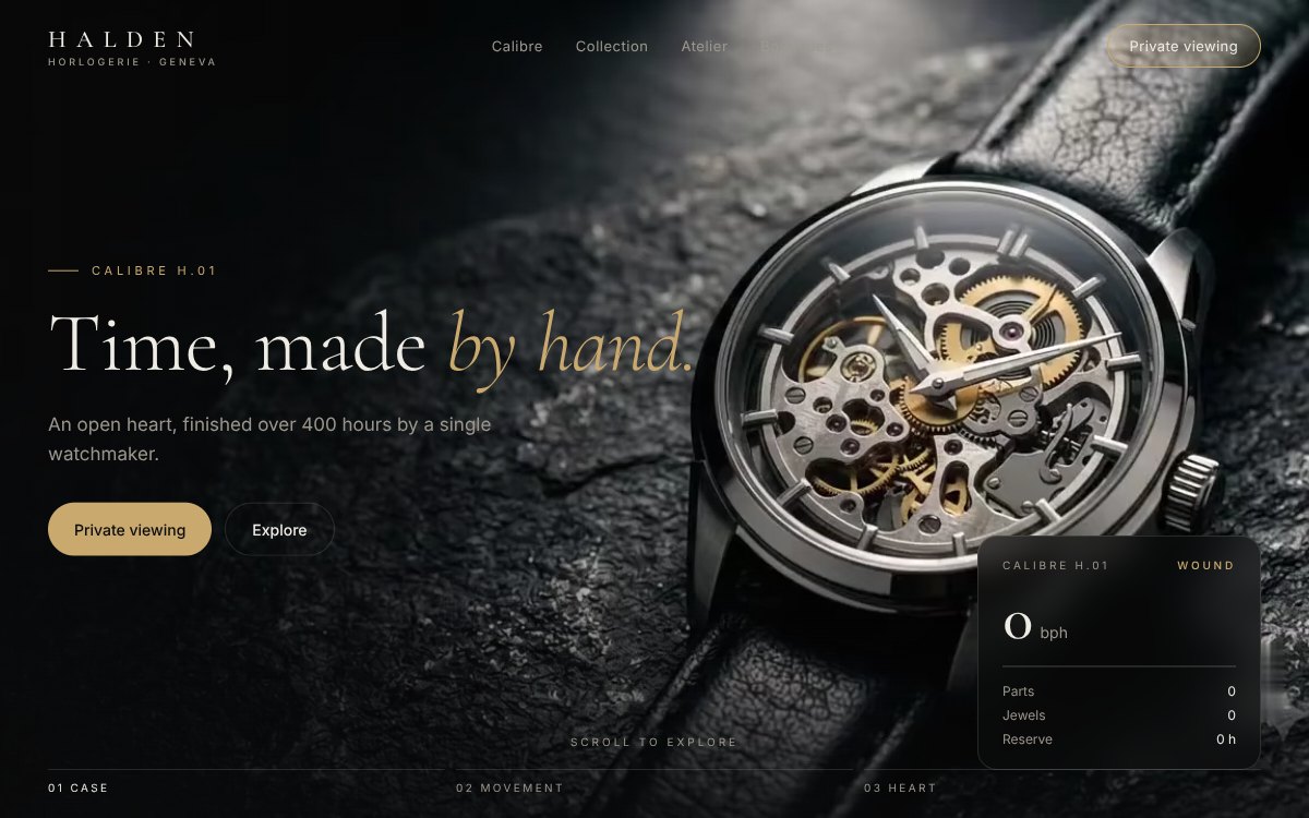 Halden Horlogerie, a luxury watchmaker website design