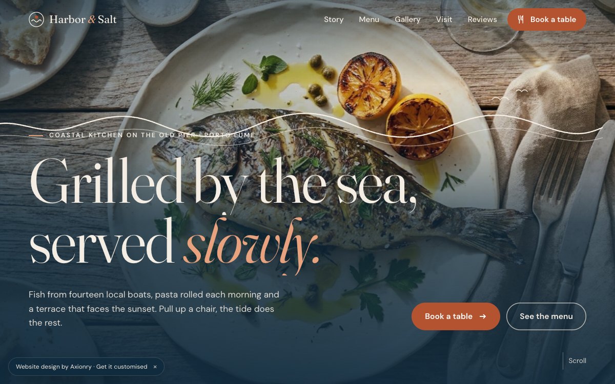 Harbor & Salt, a restaurant website website design