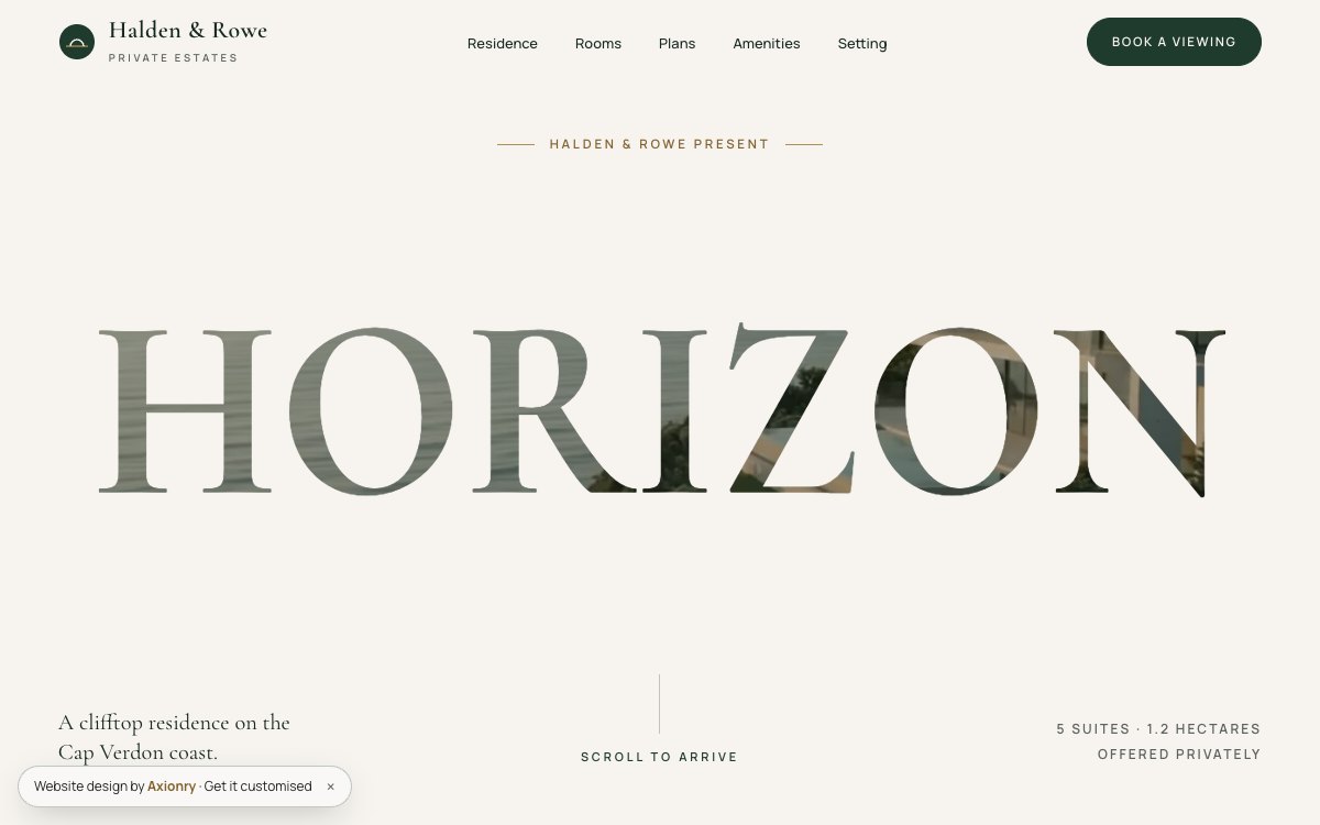 Villa Horizon, a real estate property website website design